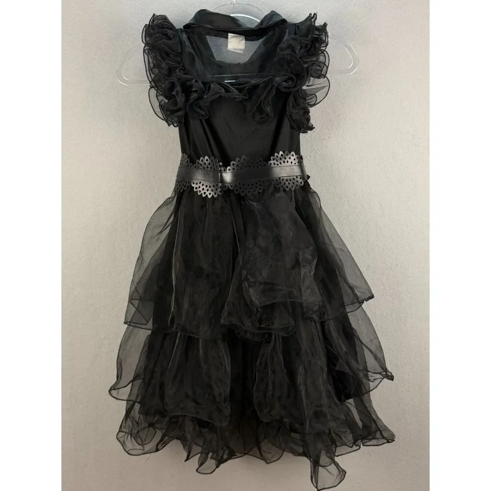 Spirit Wednesday Addams Rave’N Dance Dress Costume Girls M 8-10 Belt